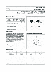 DataSheet STD2NK70Z pdf